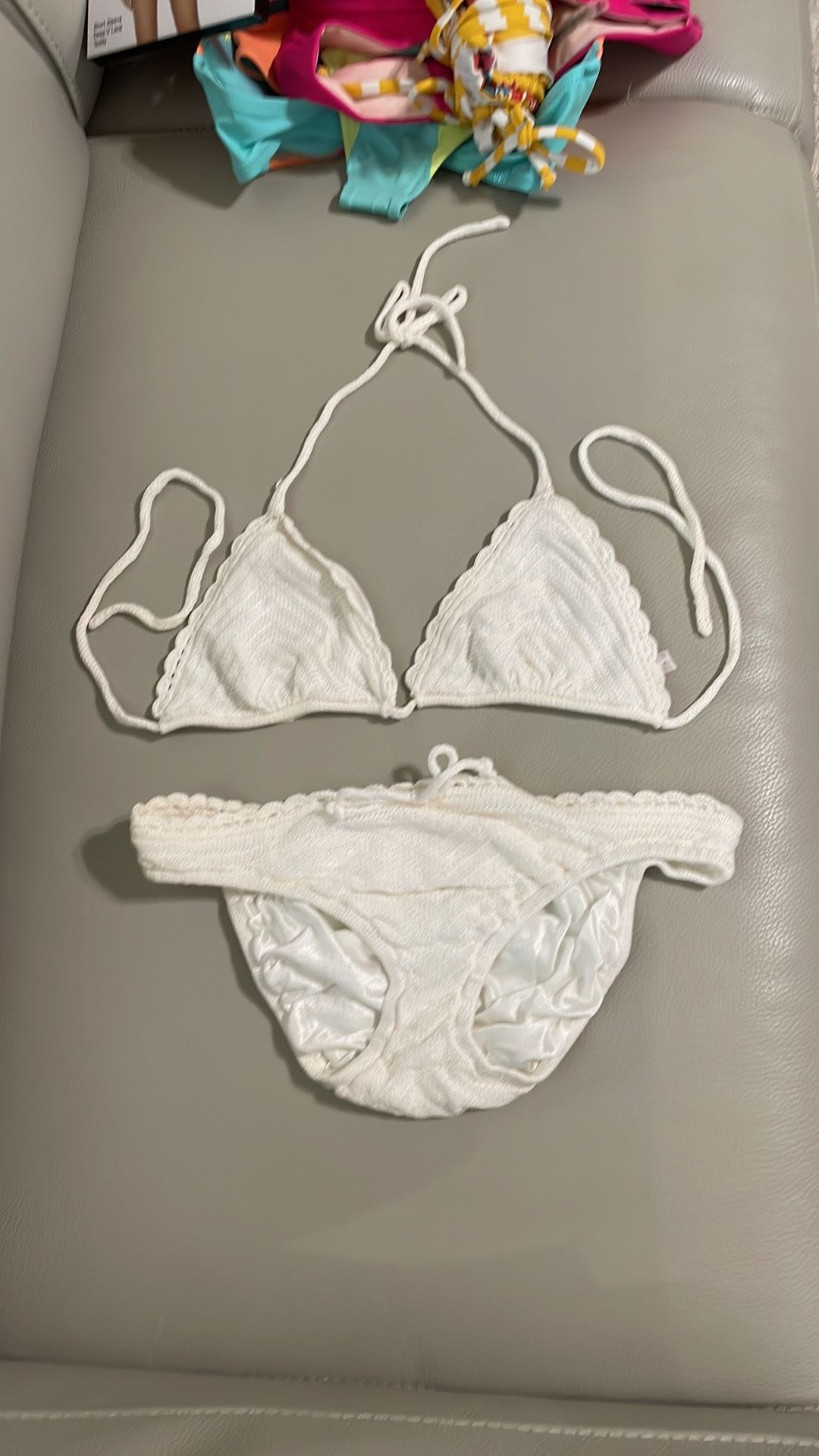 New Victoria’s Secret crochet swimsuit bikini Large 34C White