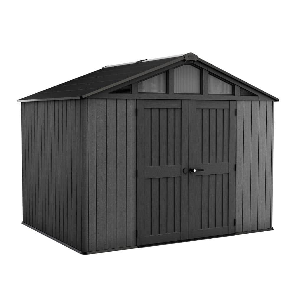 Stronghold 2.0 10 Ft. W X 8 Ft. D Durable Resin Plastic Storage Shed with Flooring Grey 74 Sq. Ft.