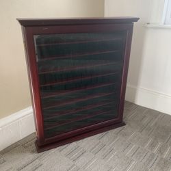 Vintage 81 Golf Ball Hanging Cabinet, Mahogany Wood, Glass Door, Brass Hardware