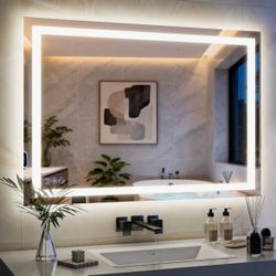 LED Mirror- 36 x 28 LED Touch Button Bathroom Vanity Mirror, Switchable Color LED with Defogger 36x28