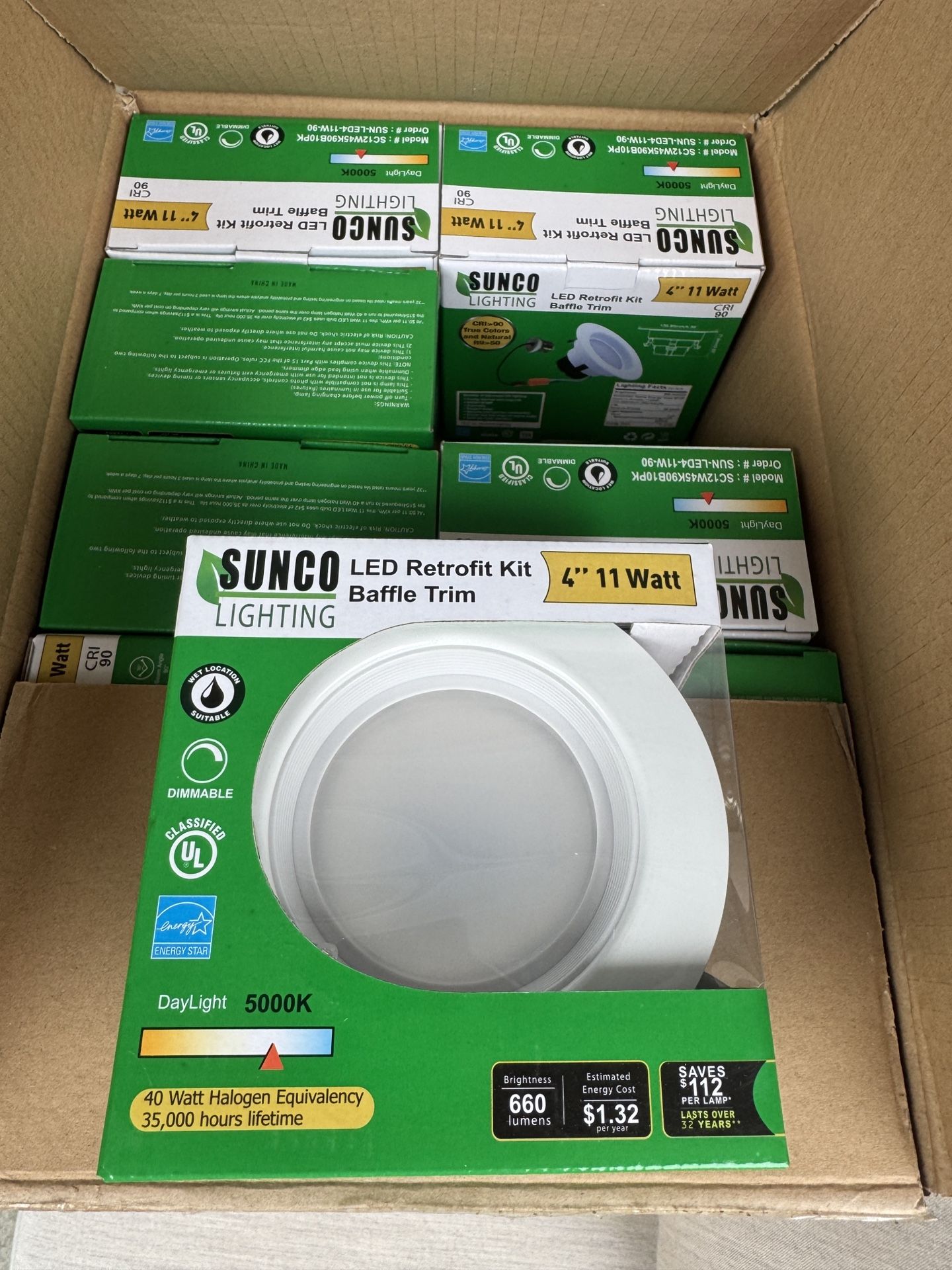 LED Retro Kit Baffle Trim 4” 11 Watt - Qty 20