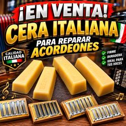 Cera italiana para reparación de voces de acordeon