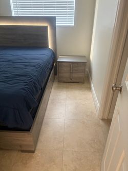 Queen bed and night stand