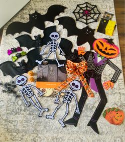 Halloween Wall decor bats, skeletons, jack o lanterns, spiders, door cover