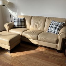 Leather Sofa with Ottoman and Captains Chair
