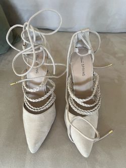 Ladies, beige heels, 7 1/2