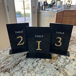 Black and Gold Table Numbers