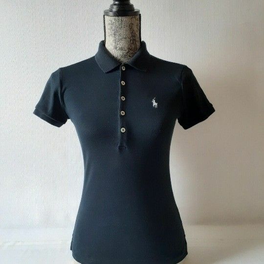 Polo Ralph Lauren women's black short sleeve slim fit polo shirt size S