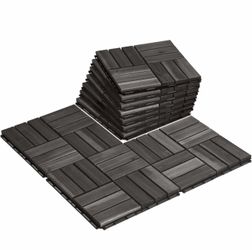 Premium Deck Tiles, Patio Flooring - Set 8 Pcs 12”x12”x0.9” Interlocking Deck Tiles, Waterproof Acacia Wood for Balcony, Backyard, Indoor & Outdoor (B