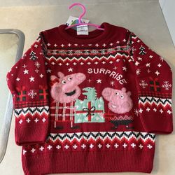 BRAND NEW WITH TAGS! PEPPA PIG CHRISTMAS SWEATER. SIZE 3T (2-3 YEARS)