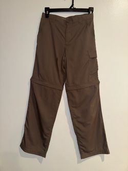 COLUMBIA Kids 10/12 Convertible Hiking Utility Pants Shorts Silver Ridge Adj Waist Brown UPF50