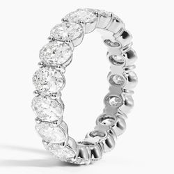 Women's 18K White Gold 8.9 CT Total Weight Oval Diamonds 5.5 GR Eternity Band. (Size: 6.0)