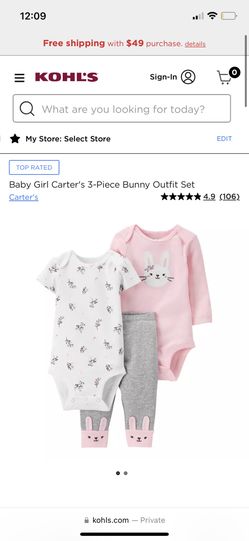 carter’s baby girl 3-piece bunny/flower/spring onesie w/ pants set size 24 months - NEW WITH TAGS