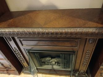 Ornate Wood Electric Fireplace Mantel Cabinet