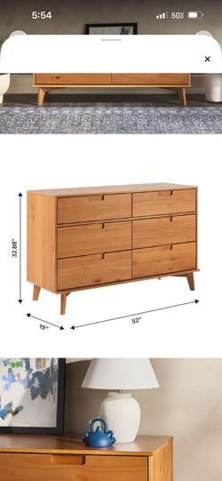 6 drawer solid wood double dresser