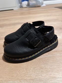 Dr Martens Black Leather Furry Lined Slipper Women US Size 6