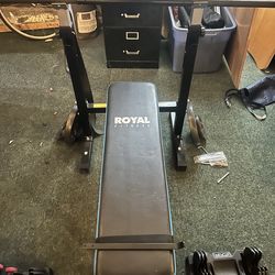 Weight bench and barbell set