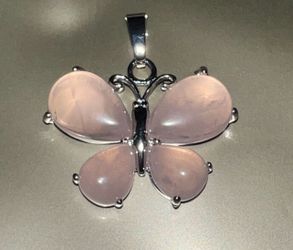 Rose Quartz  natural healing crystal butterfly charm