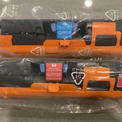 genuine OEM HP color laser printer toner cartridges - Cyan / Magenta