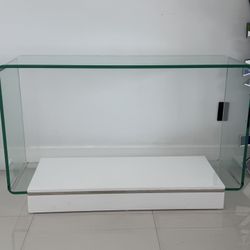 Modern Glass And White Sofa Table/Console