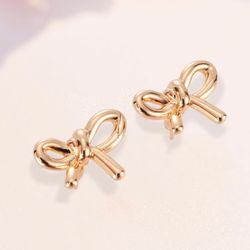 Gold Bow Earrings for Women, Gold Bow Earrings Waterfall Pendant Wedding Ball Fashion Jewelry Gift