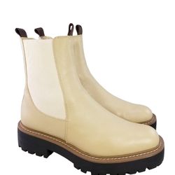 SAM EDELMAN LAGUNA CHUNKY BEIGE LEATHER PLATFORM WOMEN BOOTS SIZE 8M/38 MINT

**PRICE IS FIRM**