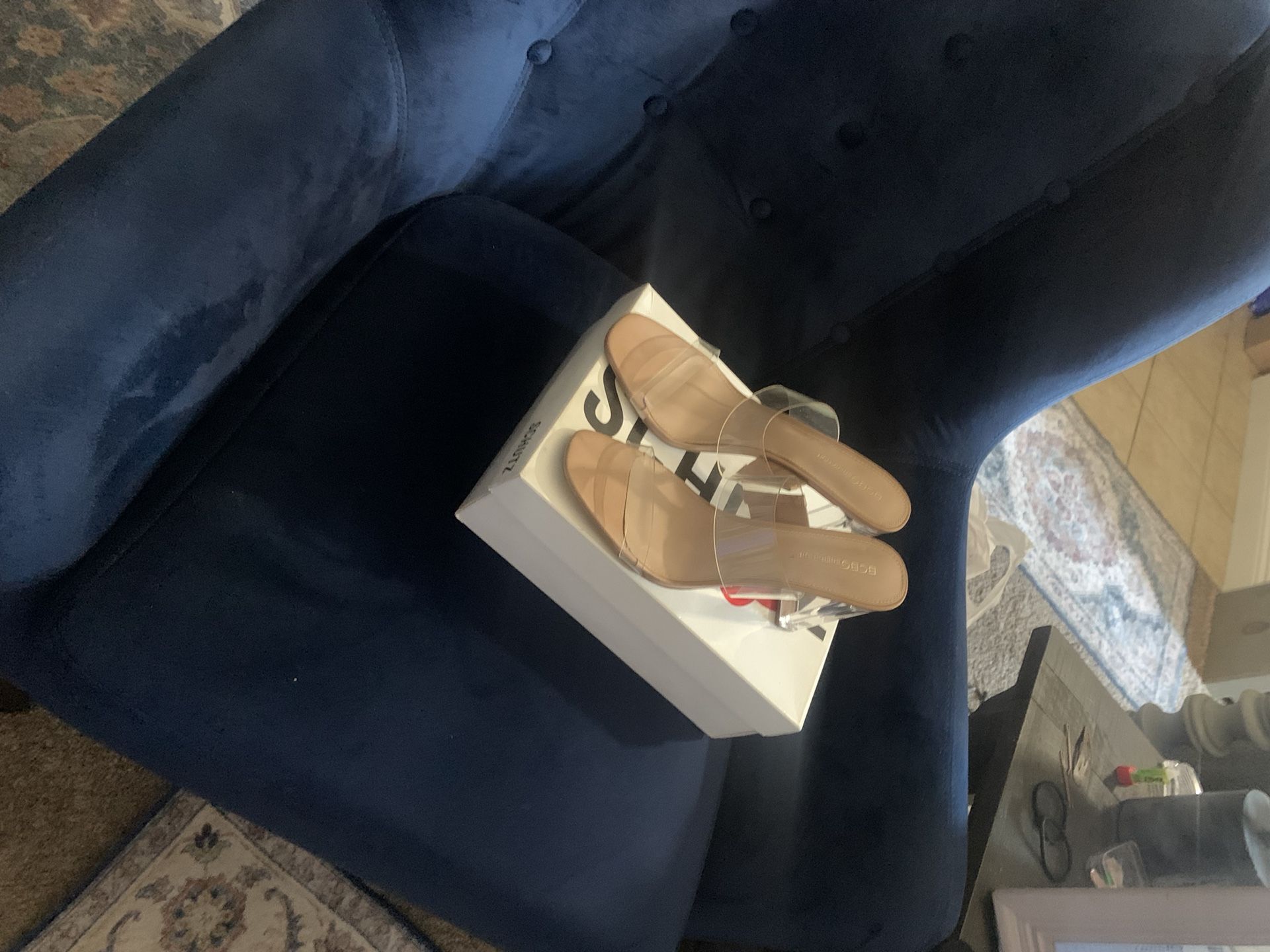 BCBG CLEAR & NUDE HEELS