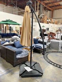 New Cantilever Offset Patio Umbrellas Outdoor 10 FT Large w/ Base Included Beige or Blue