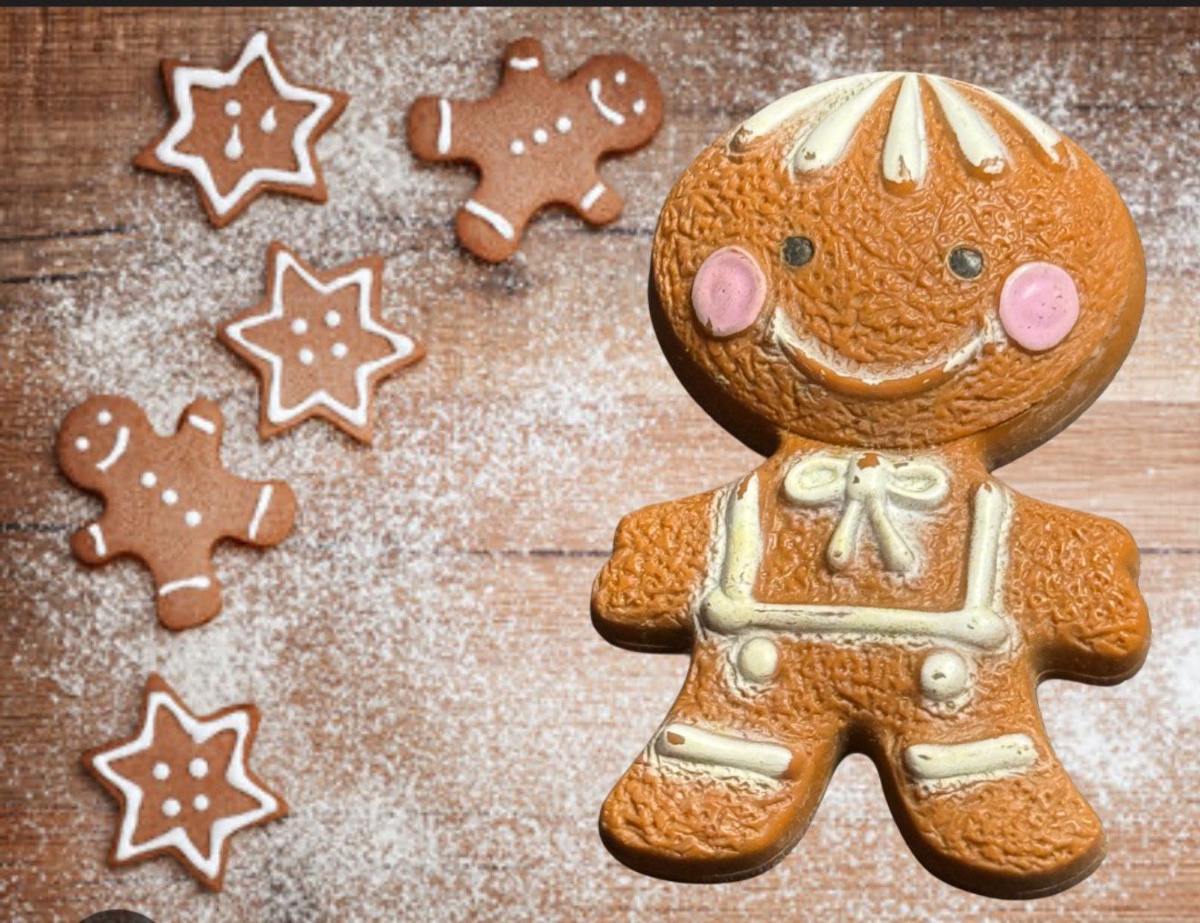 Avon USA 1972 Gingerbread Boy Fragrance Glacé Perfume Brooch, 1.25x2”