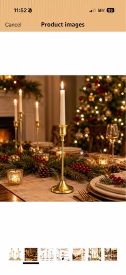 Set of 6 Gold Taper Candle Holders (brand new)