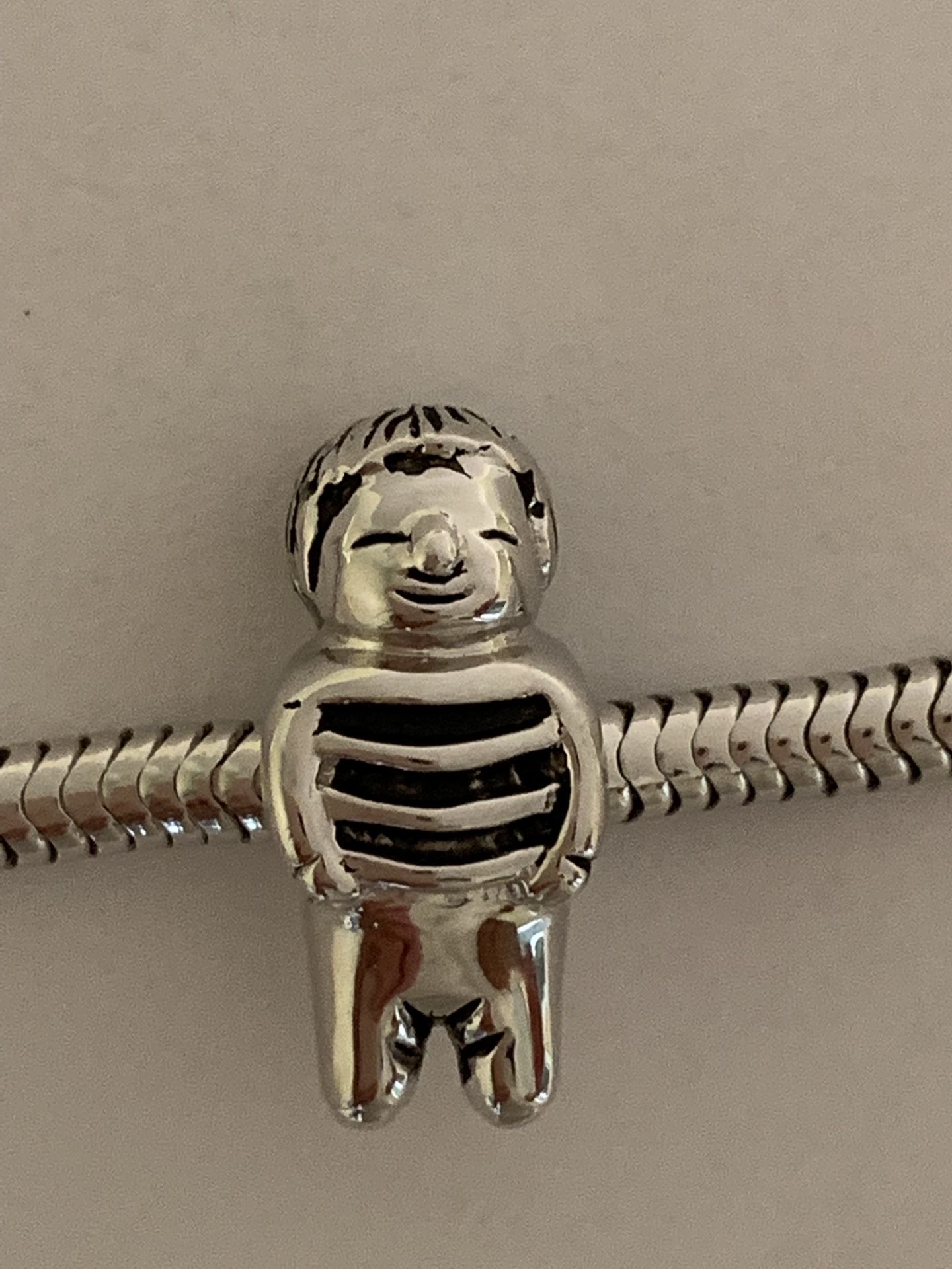 Solid Sterling silver boy charm ，fits Pandora bracelet