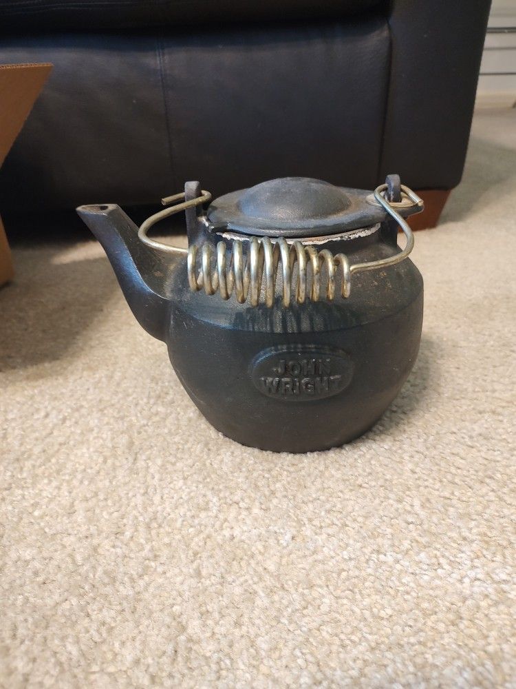 Vintage John Wright Cast Iron Tea Pot