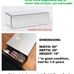 Glass coffee table with storage 