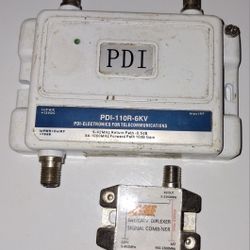 PDI Electronics PDI-110R-6KV cable coaxial amplifier.  With 3 Way Splitter