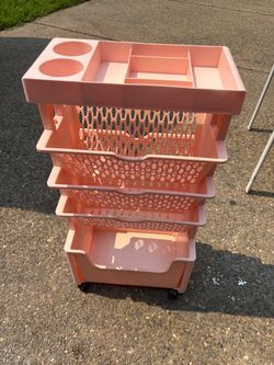 Pink Rolling Storage Cart