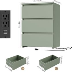 Nightstand Set of 2, 26" H Night Stand with Charging Station, Nightstand Set 2 with USB Ports & Power Outlets, Silent Slides