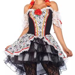 New Leg Avenue Sugar Skull Senorita Halloween Cosplay Costume Size 3/4X  