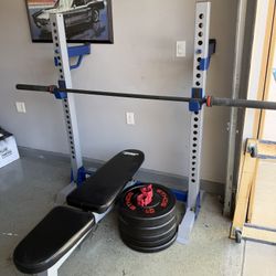 Home Gym Set – Bench Press, Squat Rack & Olympic Weights 