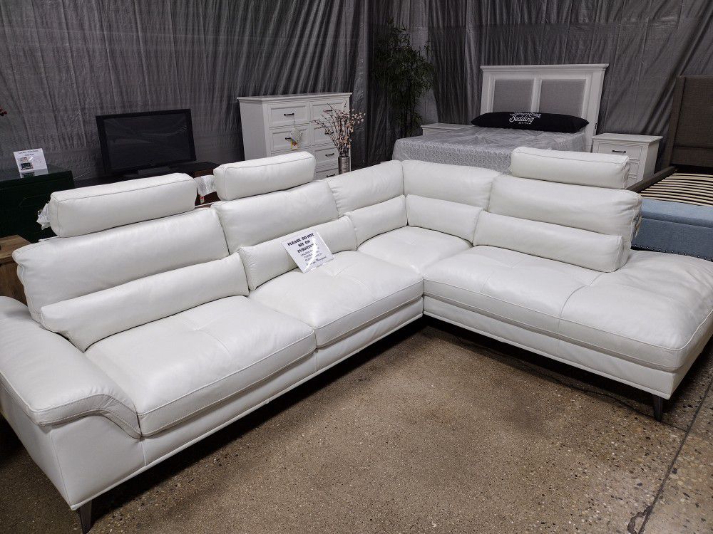 Beautiful White Leather Sectional (New)