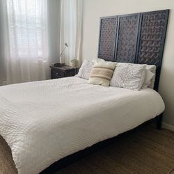 Walnut Wood Bed frame And Headboard- Queen
