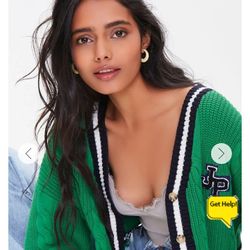 New Forever 21 Cropped Varsity Cardigan Size Large 