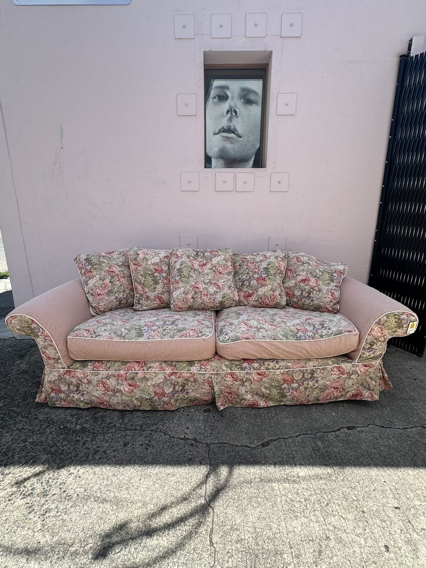 Vintage Cisco Floral Stripe Slipcover Couch QNT4NB