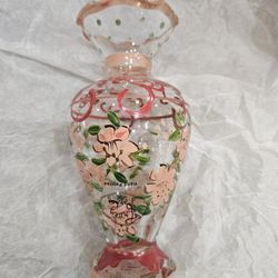 Vintage Tracy Porter Hand-Painted Elegant Colorful Floral Glass Vase, Mint cond