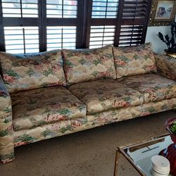 MCM sofa Chinese fabric vintage couch 7ft