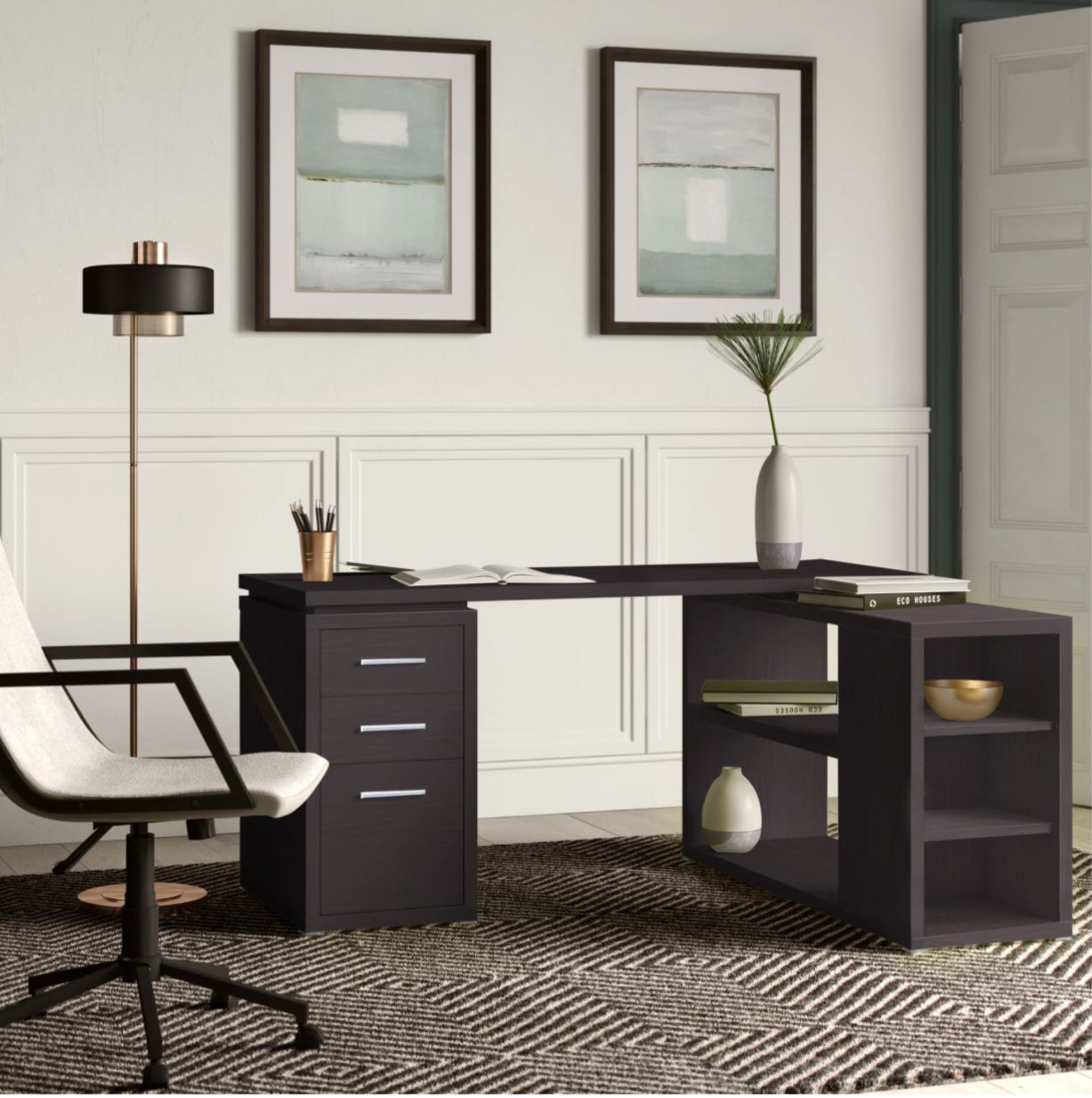 Senga Reversible L-Shape Executive Desk by Mercury Row