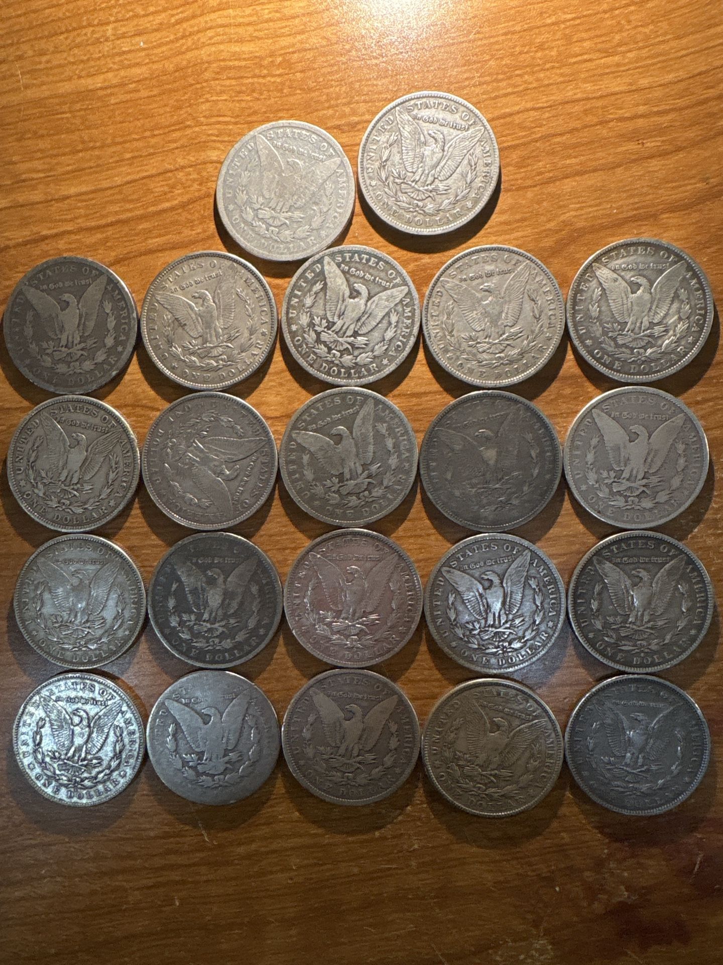 22 Morgan Silver Dollars — 1879–1921 — Full Set — All 90% Silver