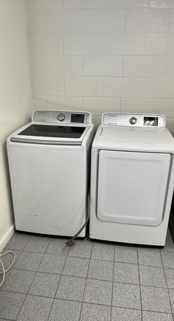 Samsung Top Load Washer + Dryer Set — White, Moisture Sensor