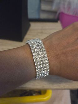 Wide Crystal Rhinestone Stretch Bracelet