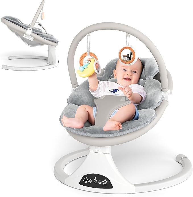 Brand New Baby Swings for Infants, Portable Baby Swing for Newborns with Bluetooth, Electric Infant Swing with 5 Speed Motions, 12 Soothing Melodies &