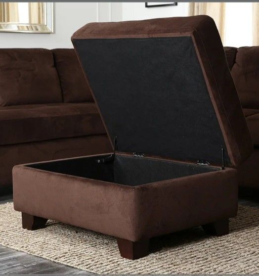 Oversized Chocolate Brown Storage Coffee Table Ottom for Living Room, Bedroom.